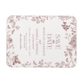 Burgundy Fall Toile De Jouy Floral Save the Date Magnet (Horizontal)