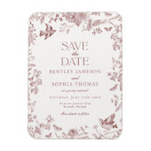 Burgundy Fall Toile De Jouy Floral Save the Date Magnet (Vertikal)