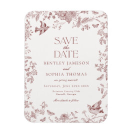 Burgundy Fall Toile De Jouy Floral Save the Date Magnet