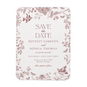 Burgundy Fall Toile De Jouy Floral Save the Date Magnet