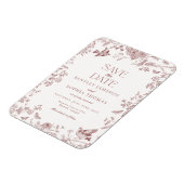 Burgundy Fall Toile De Jouy Floral Save the Date Magnet (Linke Seite)