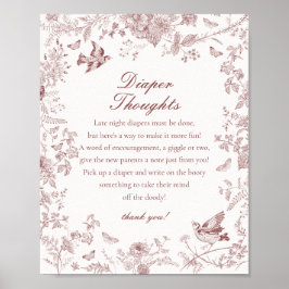 Burgundy Fall Toile De Jouy Windpreisgedanken Dusc Poster