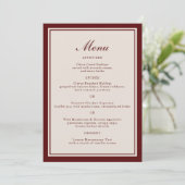 Burgundy Fall Wedding Menu Card Einladung (Stehend Vorderseite)