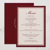 Burgundy Fall Wedding Menu Card Einladung (Vorne/Hinten)