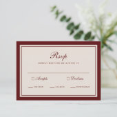 Burgundy Fall Wedding RSVP Card Begleitkarte (Stehend Vorderseite)