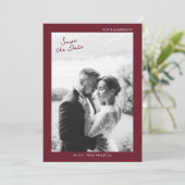 Burgundy Fall Wedding Save the Date Einladung (Stehend Vorderseite)