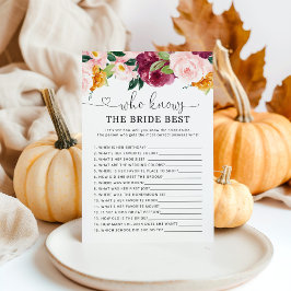 Burgundy Fall Wer kennt das beste Spiel der Braut