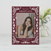 Burgundy Fiesta Photo Grad Announcement 2026 Ankündigung (Stehend Vorderseite)