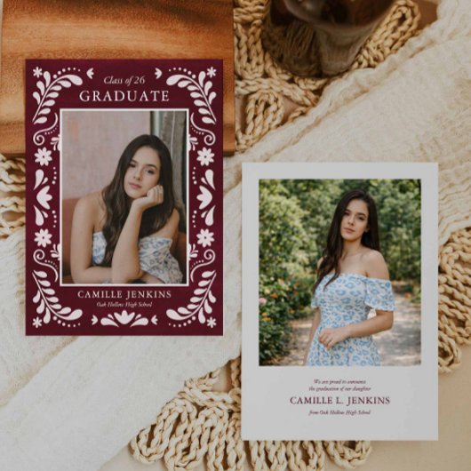 Burgundy Fiesta Photo Grad Announcement 2026 Ankündigung