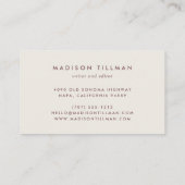 Burgundy Fig & Ivory Modern Calligrafy Script Visitenkarte (Rückseite)