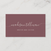 Burgundy Fig & Ivory Modern Calligrafy Script Visitenkarte (Vorderseite)