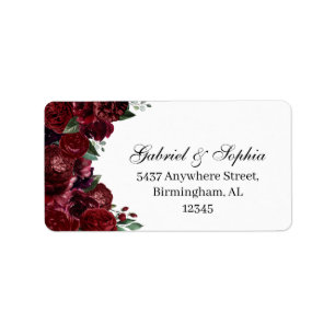 Burgundy Floral Address Label Adressaufkleber