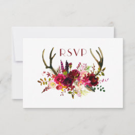 Burgundy Floral Antlers | Buffet + Gäste RSVP Karte