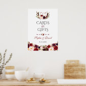 Burgundy Floral Antlers Cards & Gifts Wedding Poster (Küche)