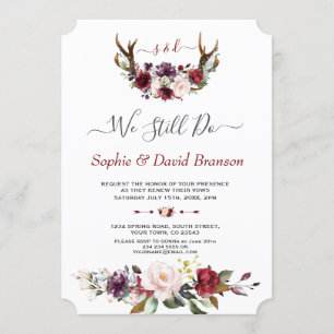 Burgundy Floral Antlers Kalligraphie tun wir noch  Einladung