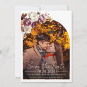 Burgundy Floral Arch Foto Hochzeit Speichern Sie d Einladung (Vorderseite)