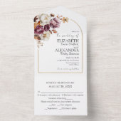 Burgundy Floral Arch Gold | Herbstliche Hochzeit i All In One Einladung (Innen Boden)