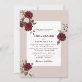 Burgundy Floral Autumn Wedding Invitation Einladung (Vorderseite)