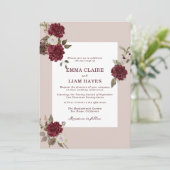 Burgundy Floral Autumn Wedding Invitation Einladung (Stehend Vorderseite)