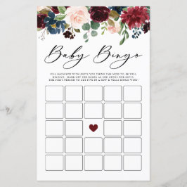 Burgundy Floral Baby Bingo Baby Showspiel