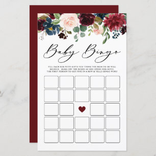 Burgundy Floral Baby Bingo Baby Showspiel