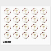 Burgundy Floral Baby Dusche Danke Sticker (Blatt)