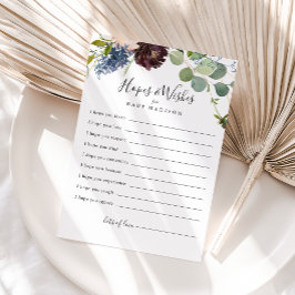 Burgundy Floral Baby Shower Hopwers & Wish Card Postkarte