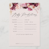 Burgundy Floral Baby Shower Predictions Game Card Einladung (Vorderseite)