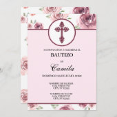 BURGUNDY FLORAL BAPTISM INVITATION EINLADUNG (Vorne/Hinten)