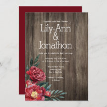 Burgundy Floral Bard Wood Rustic Wedding