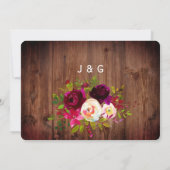 Burgundy Floral Barn Wood Save the Date Foto (Rückseite)
