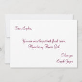 Burgundy Floral Be my Flower Girl Bridesmaid Einladung (Rückseite)