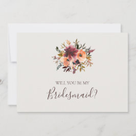 Burgundy Floral | Beige Bridesmaid Vorschlagskarte Einladung
