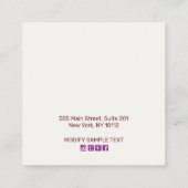 Burgundy Floral Boho Black Study Earring Display Quadratische Visitenkarte (Rückseite)