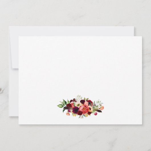 Burgundy Floral Boho Brautparty Danke Card W Save The Date (Rückseite)