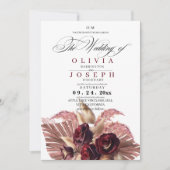 Burgundy Floral Boho Rustic Wedding Einladung (Vorderseite)