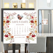 Burgundy Floral Boho Save the Date Foto Magnet