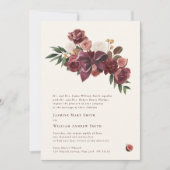 Burgundy Floral Botanical Wedding Invitation Einladung (Vorderseite)