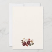 Burgundy Floral Botanical Wedding Invitation Einladung (Rückseite)