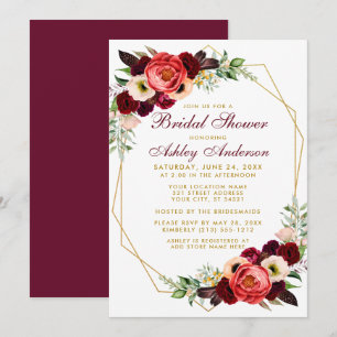 Burgundy Floral Brautparty Boho Invite GB Einladung