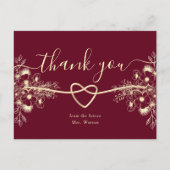 Burgundy Floral Brautparty Danke Karte (Vorderseite)