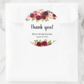 Burgundy Floral Brautparty danken Runder Aufkleber (Tasche)