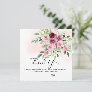 Burgundy Floral Brautparty Dankeskarte