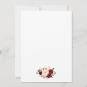 Burgundy Floral Bridal Brunch Bubbly Gold Glitzer Einladung (Rückseite)