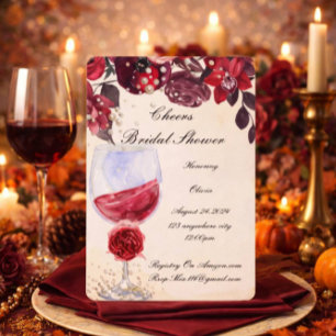 Burgundy Floral Bridal Shower Save The Date