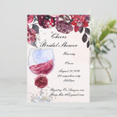 Burgundy Floral Bridal Shower Save The Date (Stehend Vorderseite)