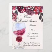 Burgundy Floral Bridal Shower Save The Date (Vorne/Hinten)