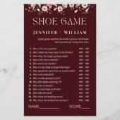 Burgundy Floral Bridal Shower Shoe Game (Vorderseite)