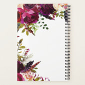 Burgundy Floral Bridal Wedding Daily Planer (Rückseite)