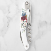 Burgundy Floral Bridesmaid Gastgeschenk Hochzeit Kellnermesser (Rückseite)